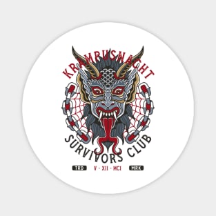 Krampus Survivors Club - Creepy Tattoo Style - Christmas Holiday Design Magnet